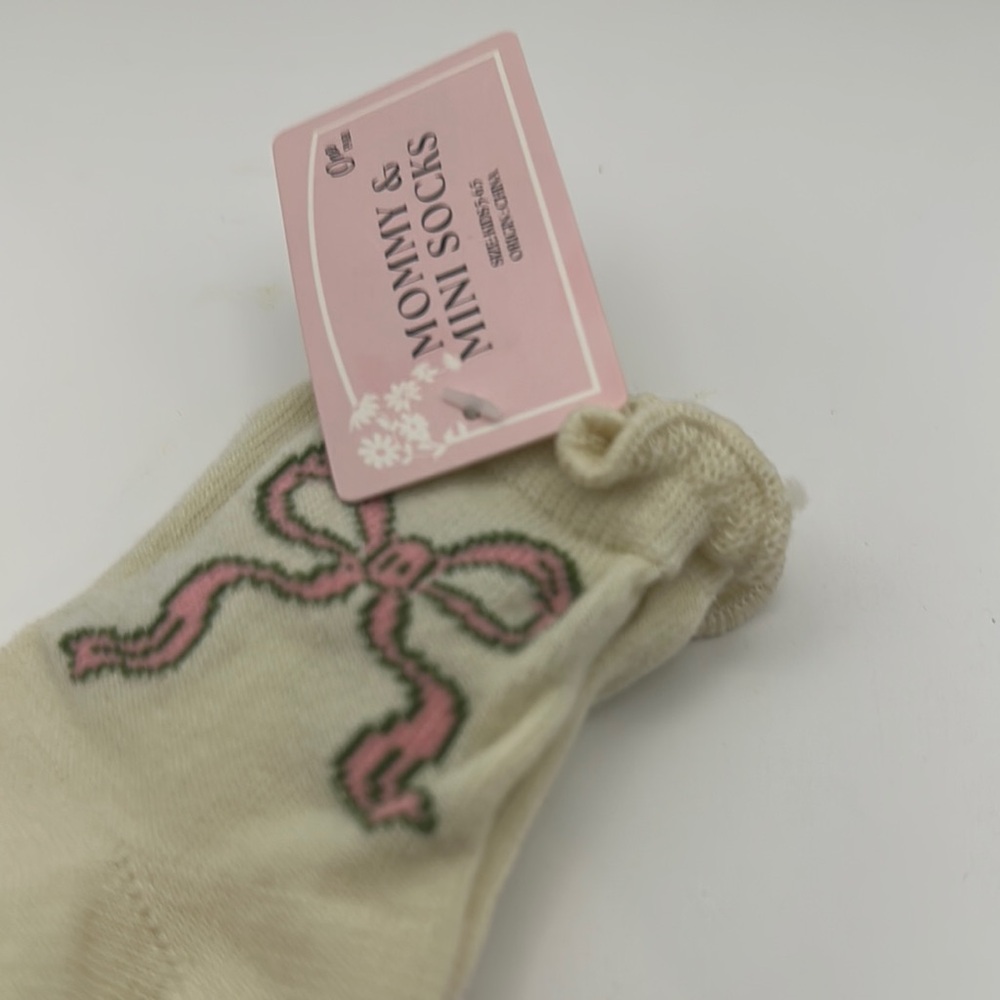 Set of Kids’ Light Pink Bow Slippers, Bow Socks, and Bow Trinket Dish - Picture 11 of 15